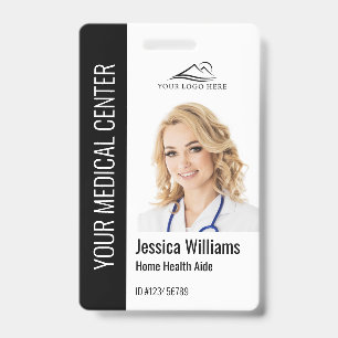 Crachá Home Health Aide Medical Photo ID Black