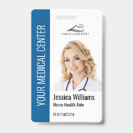 Crachá Home Health Aide Medical Photo ID Blue
