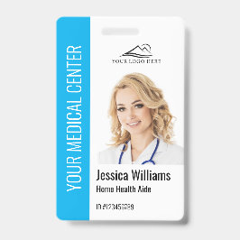 Crachá Home Health Aide Medical Photo ID Blue