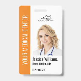 Crachá Home Health Aide Medical Photo ID Orange