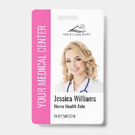 Crachá Home Health Aide Medical Photo ID Pink
