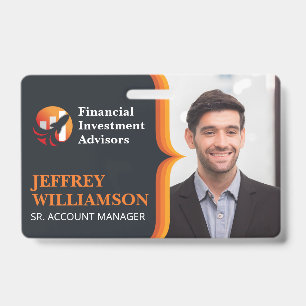 Crachá Homem de Negócios Sorridente Logotipo de Finança