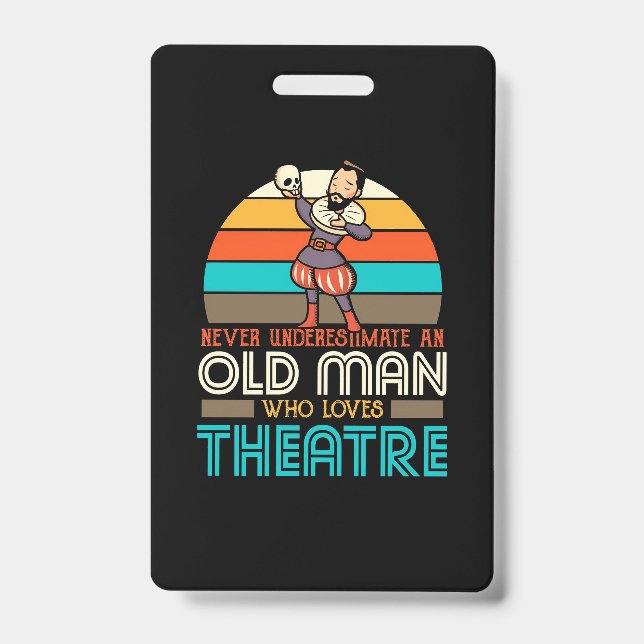 Crachá Homem Idoso que Ama Teatro (Frente)