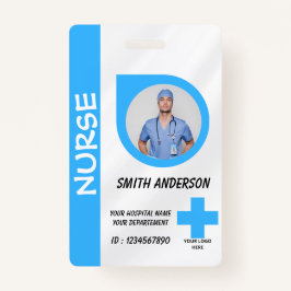 Crachá Hospital Employee Logo & Photo ID Badge