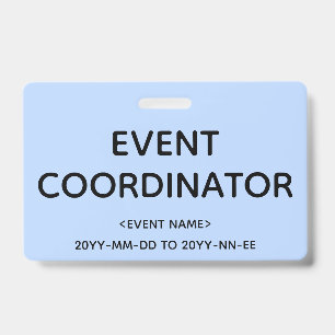 Crachá humilde "COORDENADOR DE EVENTOS"