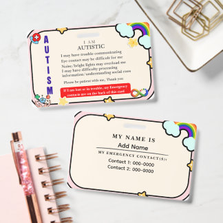 Crachá I Have Autism ID Personalized Autistic Name Badge