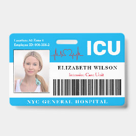 Crachá ICU| ID de Foto do Funcionário da Unidade de Cuida