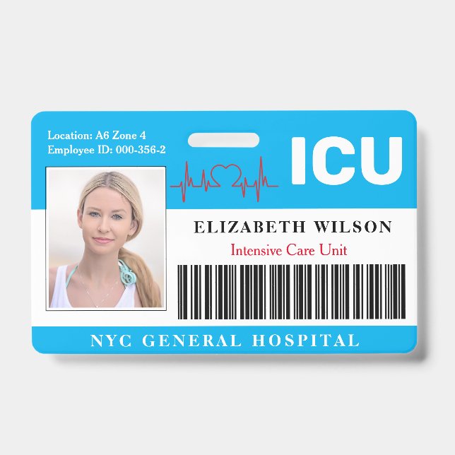 Crachá ICU| ID de Foto do Funcionário da Unidade de Cuida (Front)