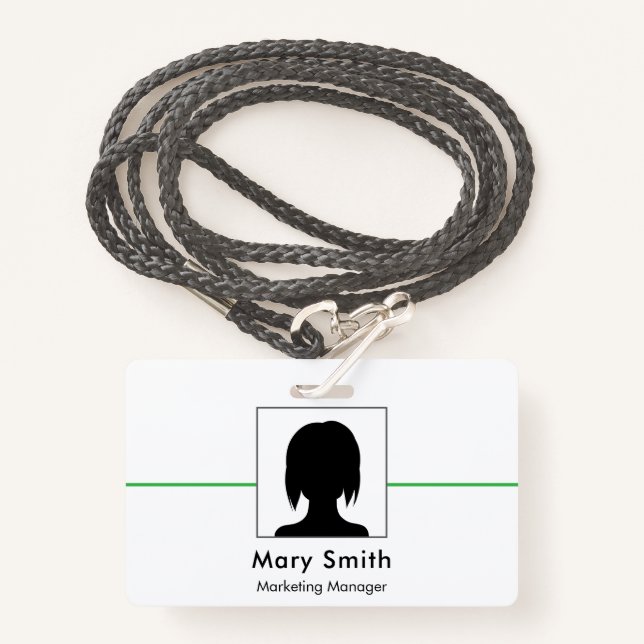 Crachá ID Badge Card Business Employee Staff Logo & Photo (Frente com cordão)