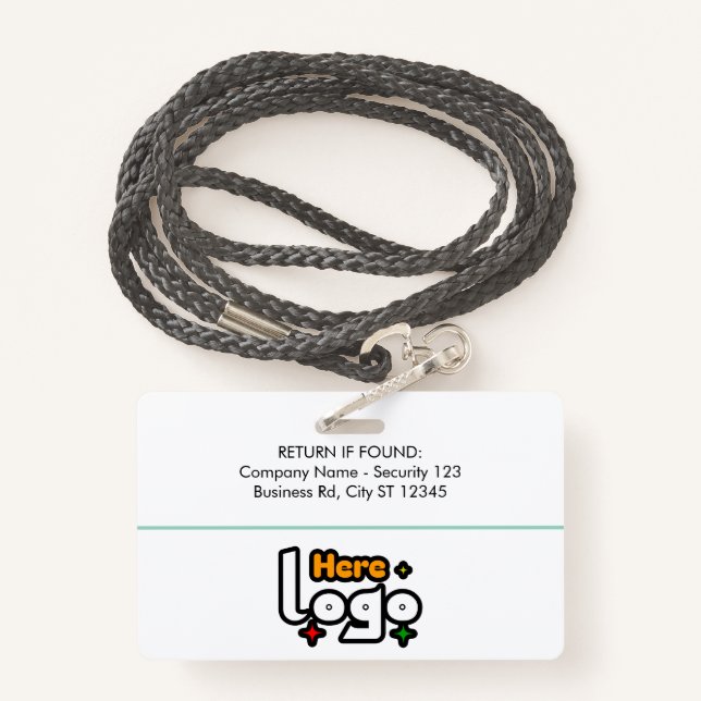 Crachá ID Badge Card Business Employee Staff Logo & Photo (Costas com Cordão)