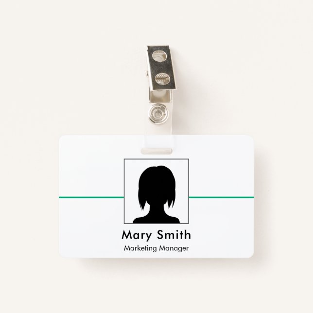 Crachá ID Badge Card Business Employee Staff Logo & Photo (Frente com Clipe)