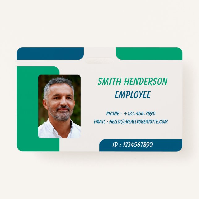 Crachá ID Card Badge | Minimal Business Employee Photo (Frente)