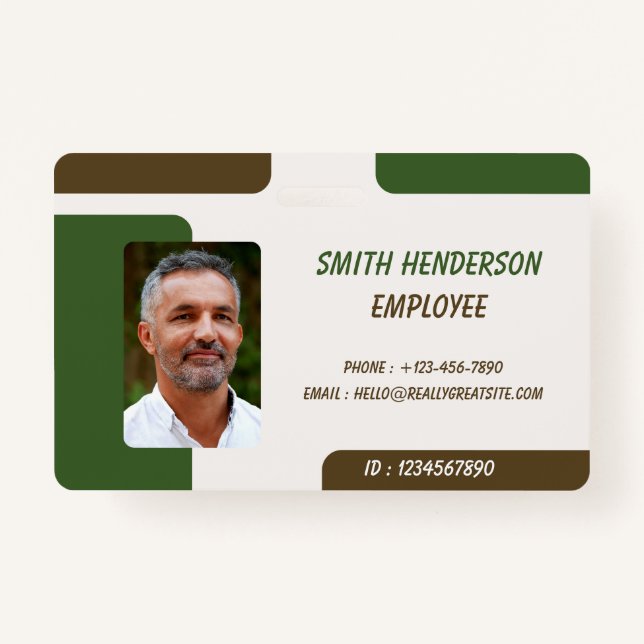 Crachá ID Card Badge | Minimal Business Employee Photo (Frente)