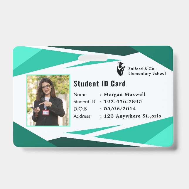 Crachá ID Card Badge Modern Business Student Photo (Front)