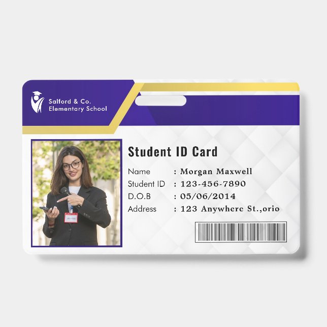 Crachá ID Card Badge Modern Business Student Photo (Frente)