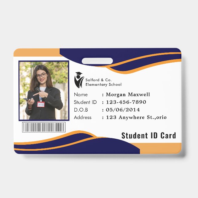 Crachá ID Card Badge Modern Business Student Photo (Frente)