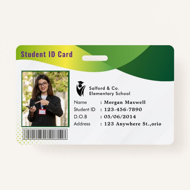 Crachá ID Card Badge Modern Business Student Photo (Frente)