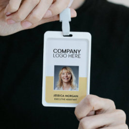 CRACHÁ ID CORPORATE LOGO EMPLOYEE PHOTO LIGHT YELLOW