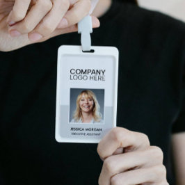 CRACHÁ ID CORPORATE LOGO EMPLOYEE PHOTO SILVER