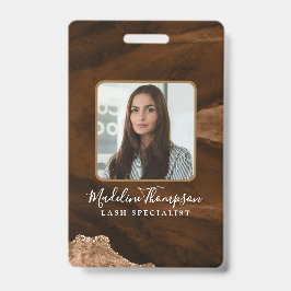 Crachá ID da Empresa Comercial de Agate Dourado para Fáci