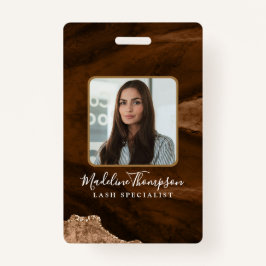 Crachá ID da Empresa Comercial de Agate Dourado para Fáci