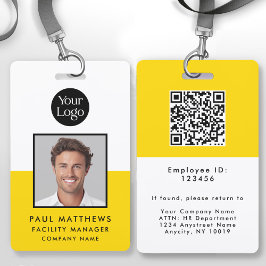 Crachá ID da Empresa Foto do Funcionário em Amarelo Mosta