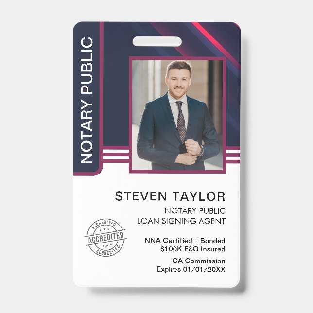 Crachá ID de Agente de Assinatura de Empréstimo de Notári (Frente)