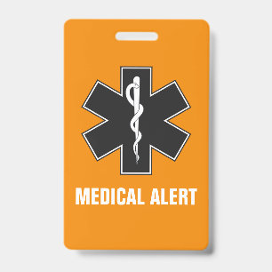 Crachá ID de Alerta Médico Personalizado & Cartão de Cont