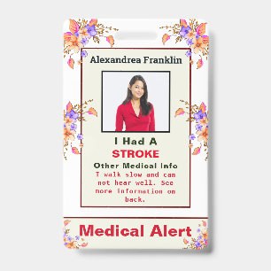 Crachá ID de Doença Médica de Alerta de Emergência