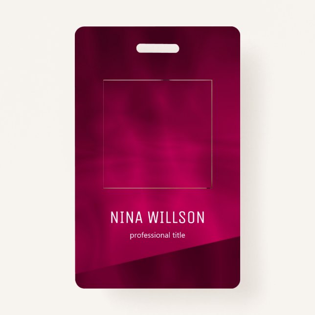 Crachá ID de Empresa de Fotografia Burgundy (Frente)