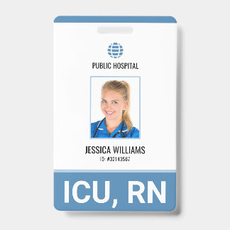 Crachá ID de Enfermeira Registrada da Equipe Hospitalar