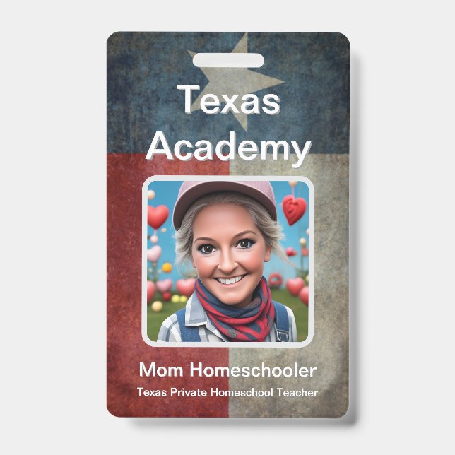 Crachá ID de Ensino Domiciliar no Texas (Frente)
