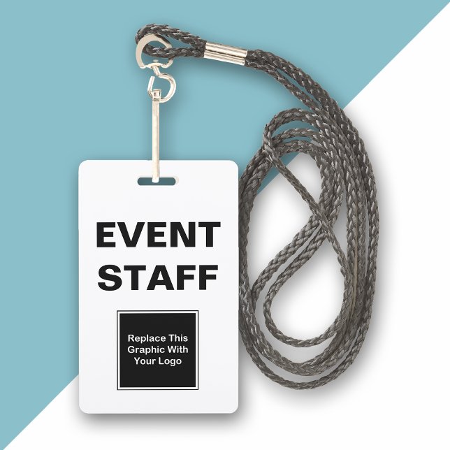 Crachá ID de Equipe de Evento em Massa com Design em Dois (Criador carregado)