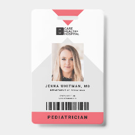 Crachá ID de equipe médica com código de barras vertical