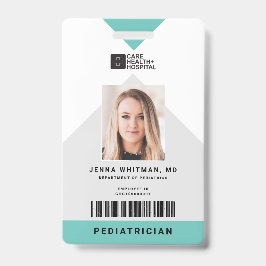 Crachá ID de equipe médica com código de barras vertical