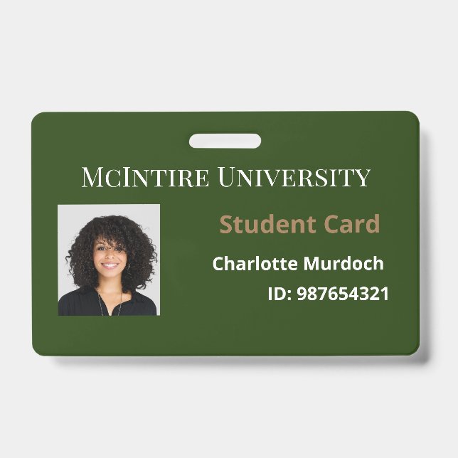Crachá ID de Estudante da Universidade McIntyre (Front)