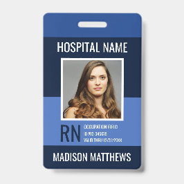 Crachá ID de Foto Azul de Funcionário Médico Personalizad