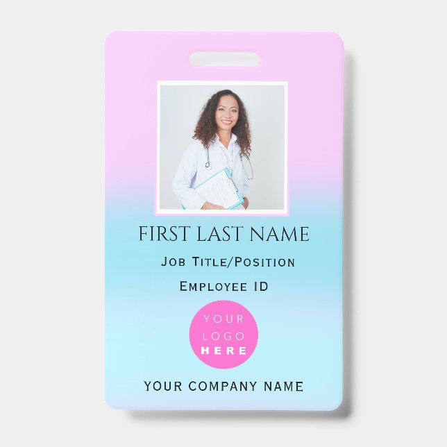 Crachá ID de Foto com Código de Barras Personalizado para (Frente)