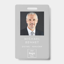 Crachá ID de Foto Corporativa da Cinza Moderna