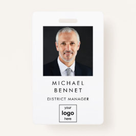 Crachá ID de Foto Corporativa Simples Moderna