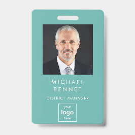 Crachá ID de Foto Corporativa Verde Moderna