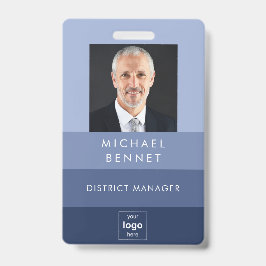 Crachá ID de Foto da Empresa Azul Moderna
