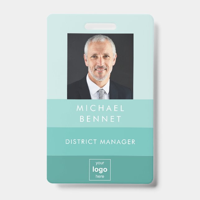 Crachá ID de Foto da Empresa Verde Moderna (Frente)