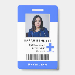 Crachá ID de Foto da Equipe Médica   Logotipo do Funcioná