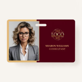 Crachá ID de Foto do Funcionário da Empresa Minimalista n