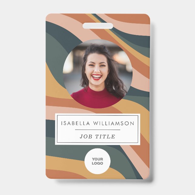 Crachá ID de Foto do Funcionário das Linhas Vertro Ondas  (Front)