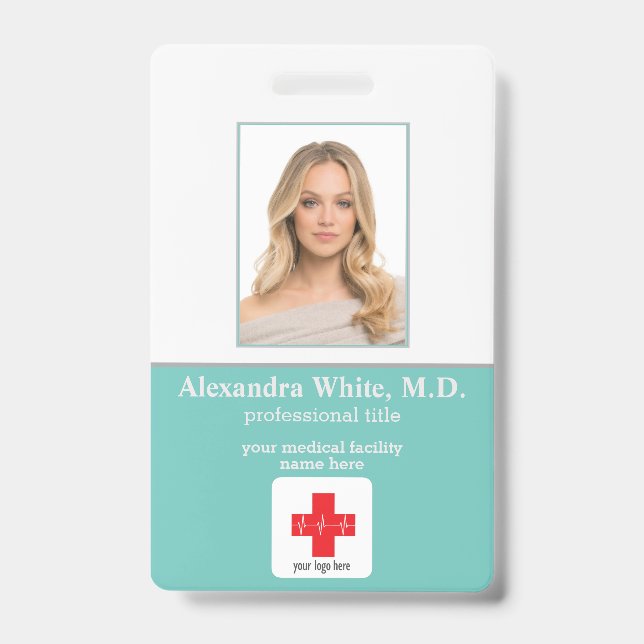 Crachá ID de foto do funcionário do hospital médico profi (Frente)