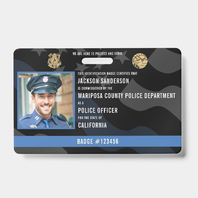 Crachá ID de Foto do Funcionário do Policial Polícia (Front)