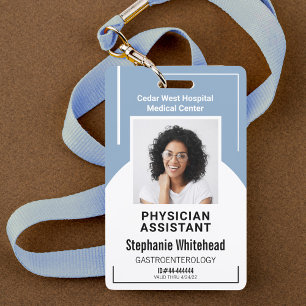 Crachá ID de Foto do Funcionário Médico do Hospital Azu