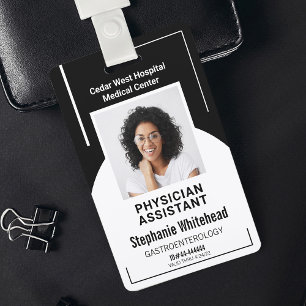 Crachá ID de Foto do Funcionário Médico do Hospital Neg